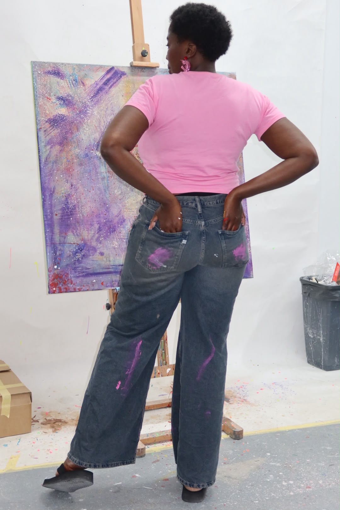 Hand-painted jeans back view