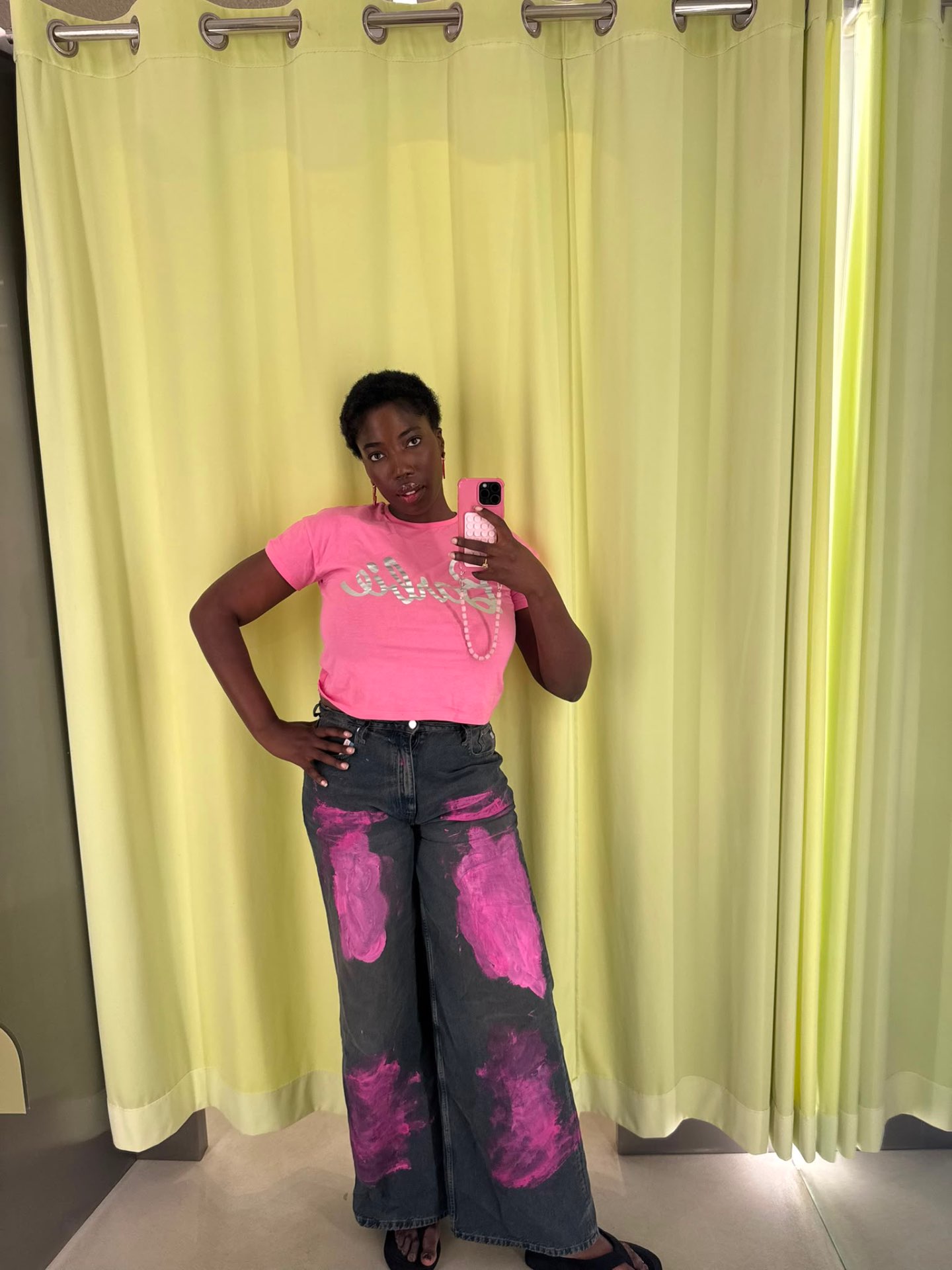 Hand-painted pink denim